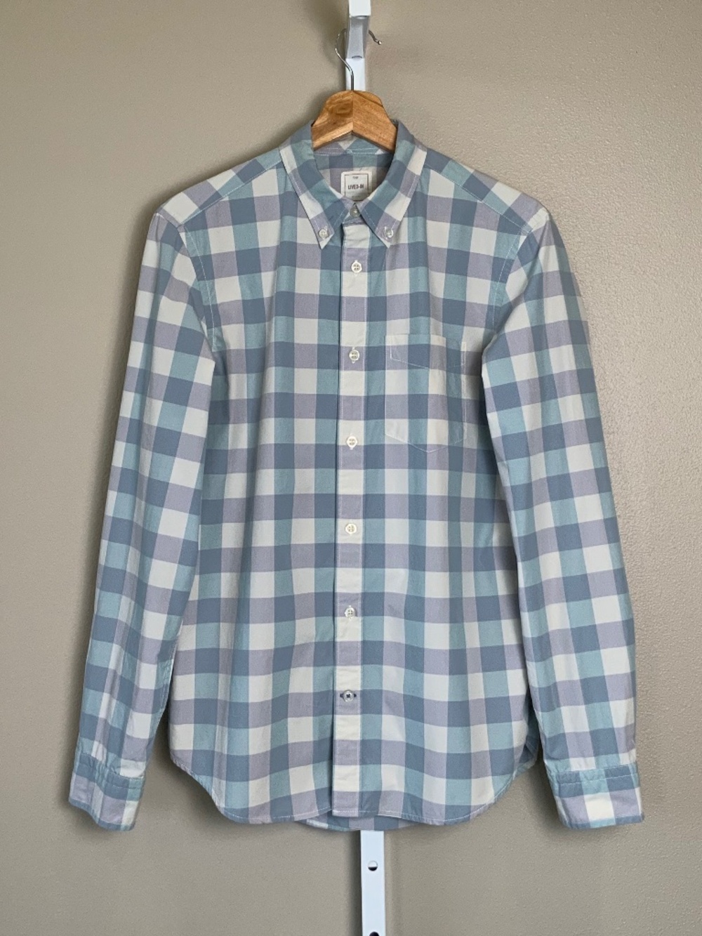 GAP Lived-In Wash Plaid Check Button Down Oxford Shirt
